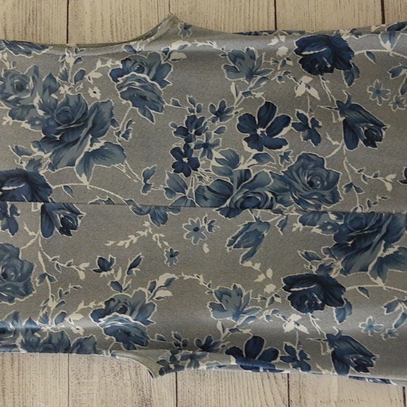 CLE Paris Floral Bodycon Tank Maxi Dress VTG Y2K 90s Blue White S/M - Picture 7 of 16